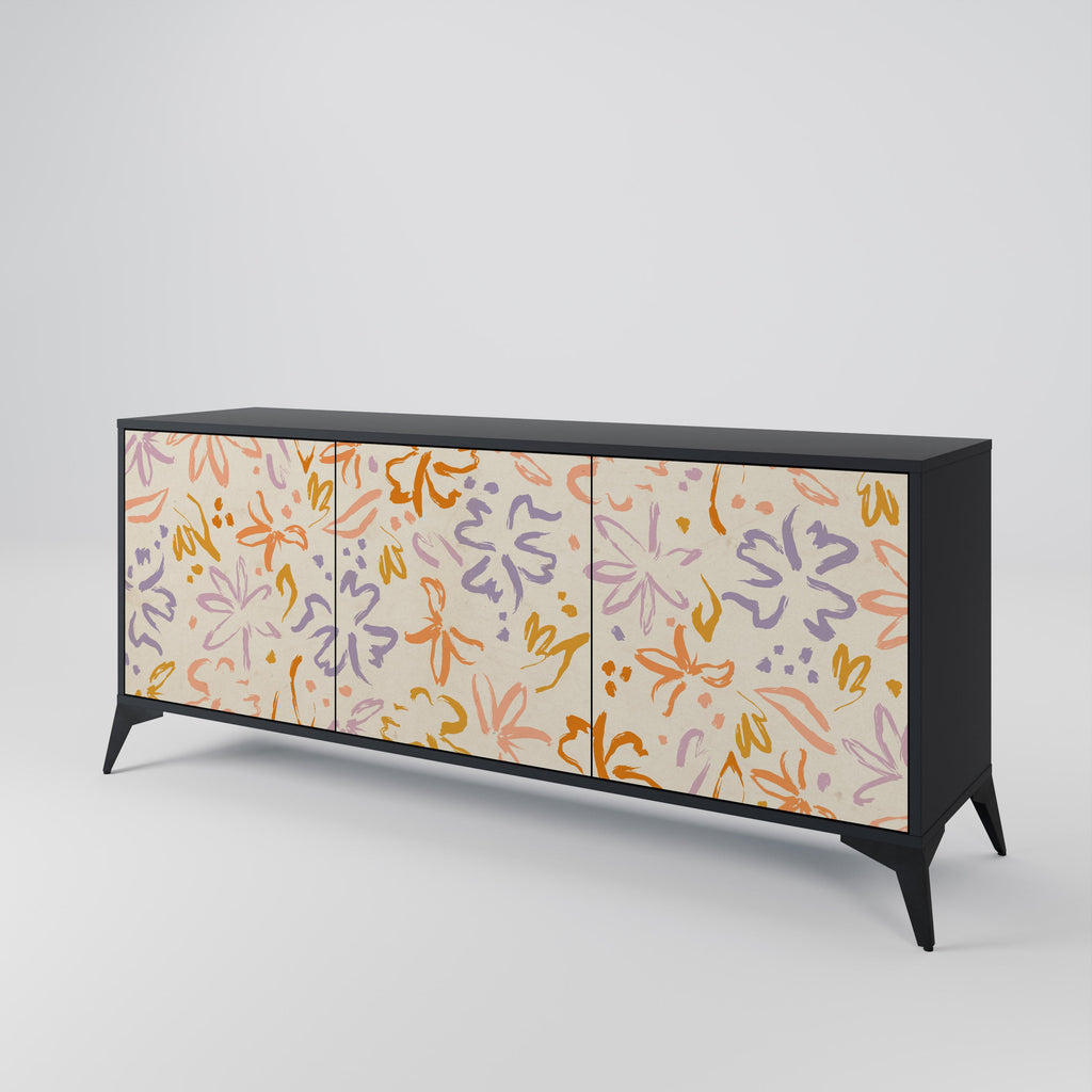 SPRING WHIMSY 3-Door Sideboard in Black Finish