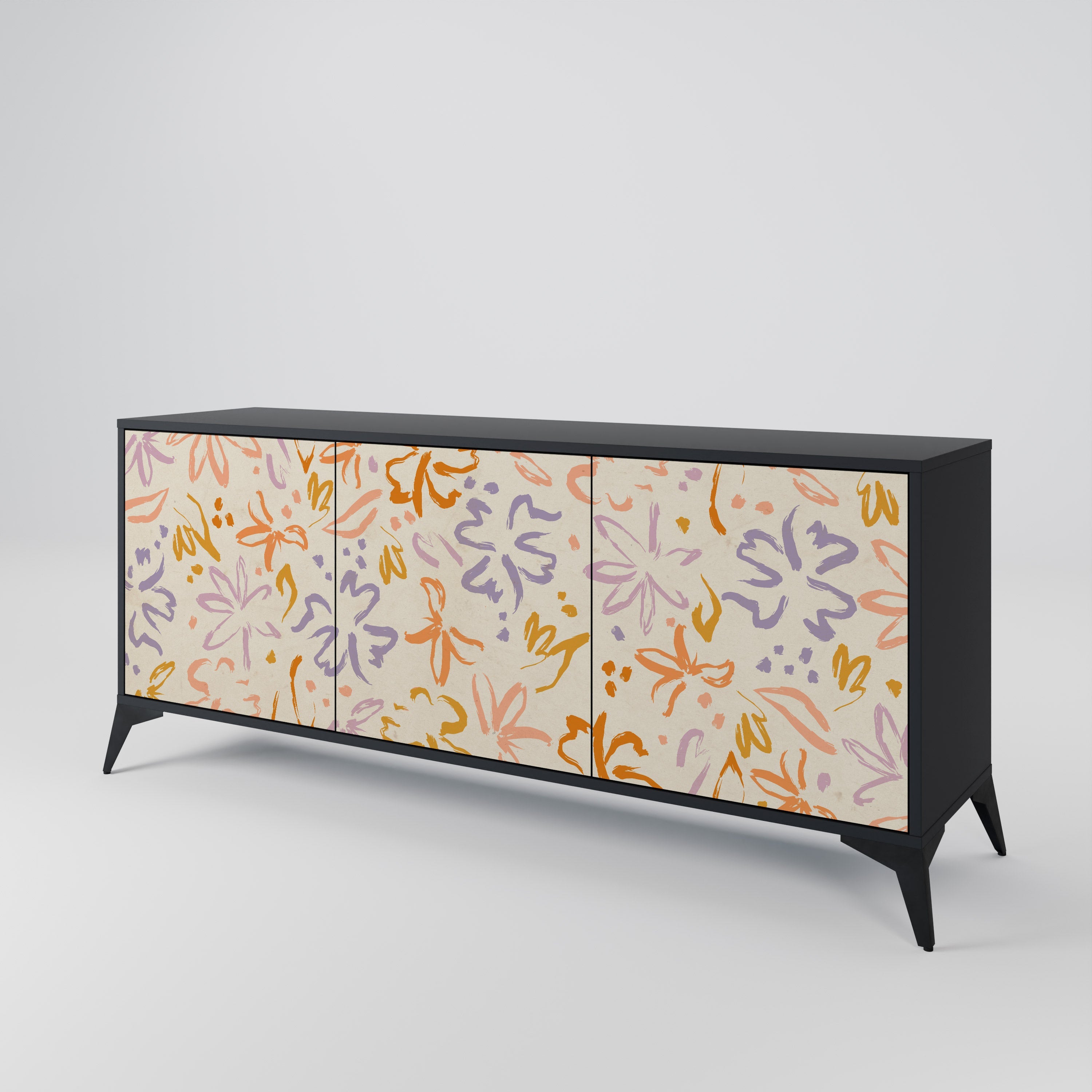 SPRING WHIMSY 3-Door Sideboard in Black Finish