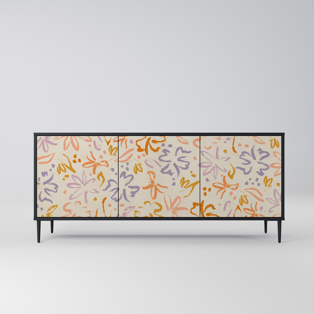 SPRING WHIMSY 3-Door Sideboard in Black Finish