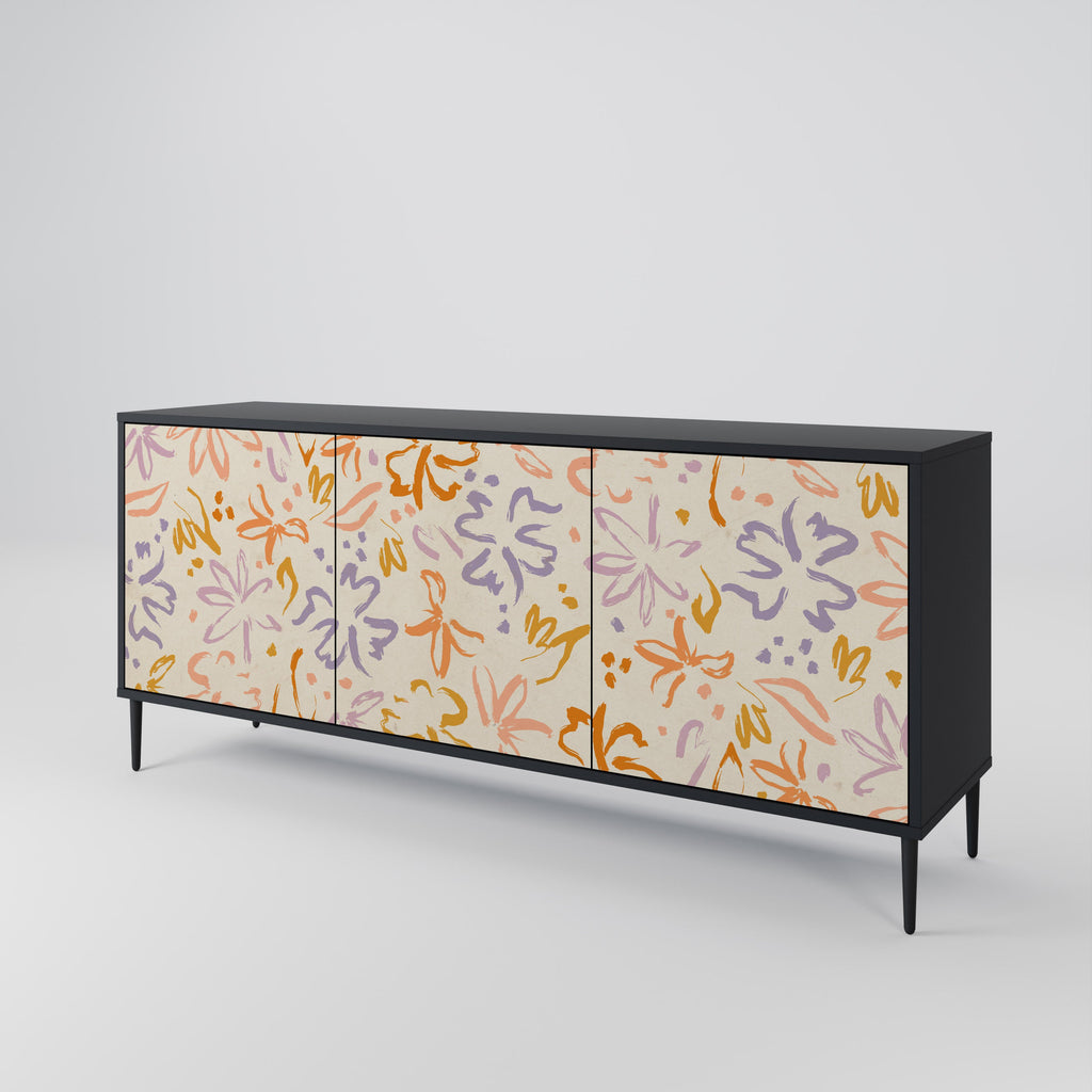 SPRING WHIMSY 3-Door Sideboard in Black Finish