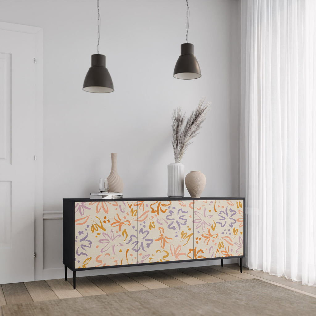 SPRING WHIMSY 3-Door Sideboard in Black Finish