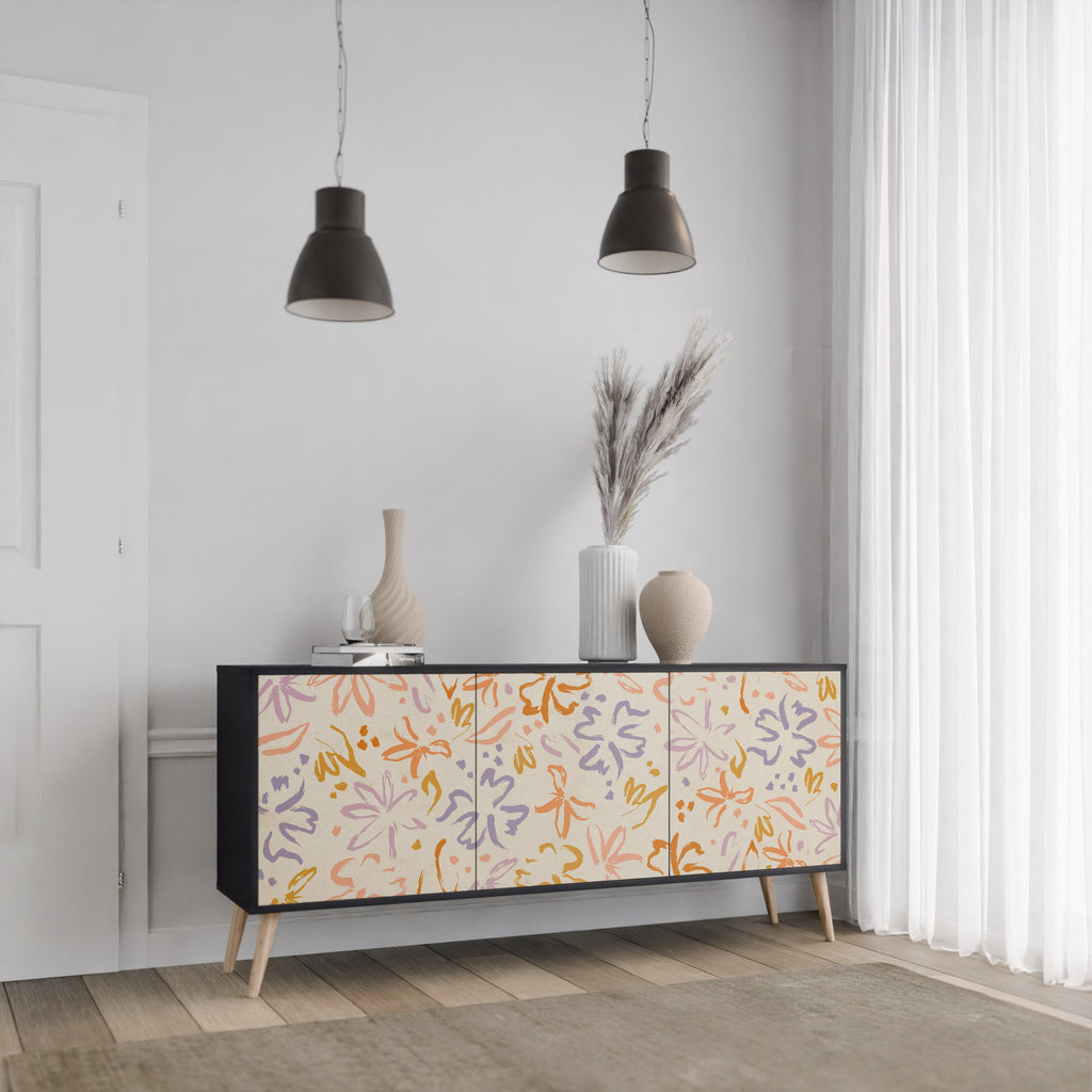 SPRING WHIMSY 3-Door Sideboard in Black Finish