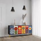 SCANDIC FLOWERET 3-Door Sideboard in Black Finish