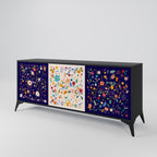 FLORAL COMBINATION 3-Door Sideboard in Black Finish