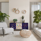 FLORAL COMBINATION 3-Door Sideboard in Black Finish