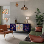 FLORAL COMBINATION 3-Door Sideboard in Black Finish