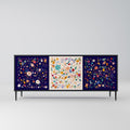 FLORAL COMBINATION 3-Door Sideboard in Black Finish