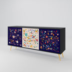 FLORAL COMBINATION 3-Door Sideboard in Black Finish