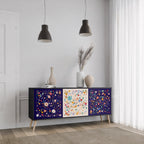 FLORAL COMBINATION 3-Door Sideboard in Black Finish