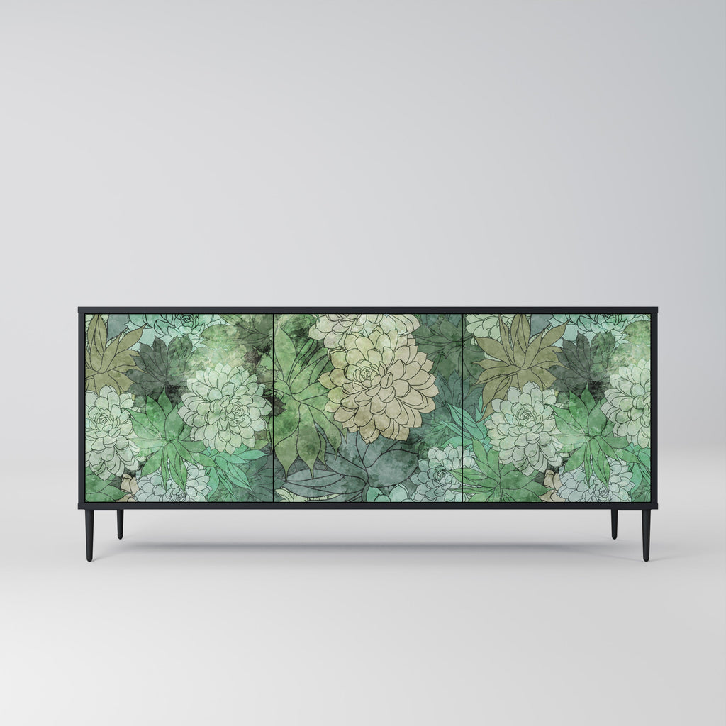 SUCCULENT CLUSTER 3-Door Sideboard in Black Finish