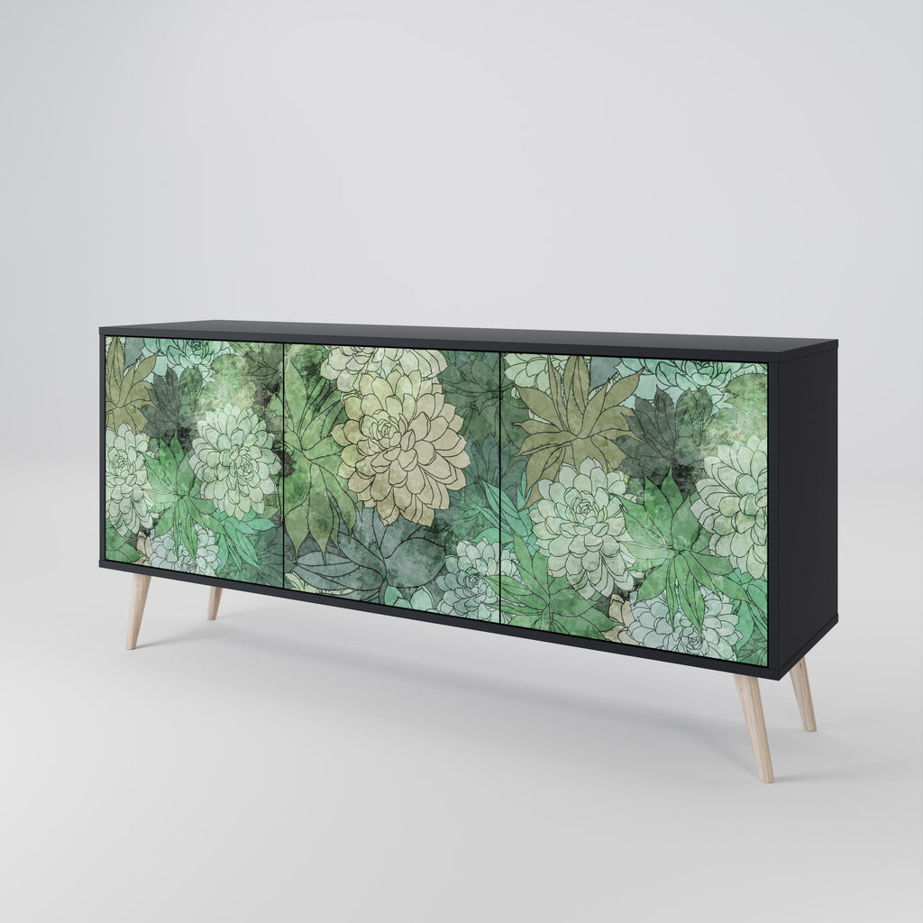 SUCCULENT CLUSTER 3-Door Sideboard in Black Finish