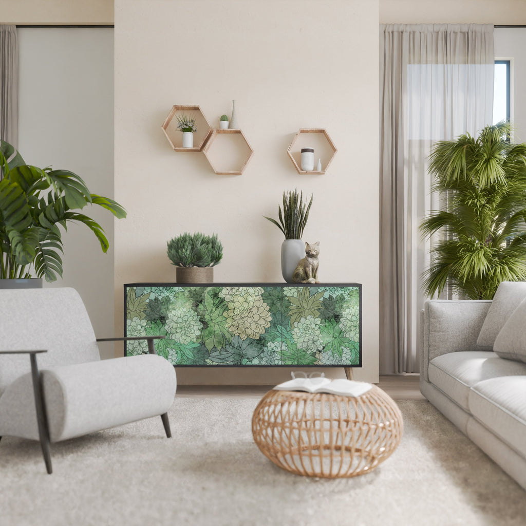 SUCCULENT CLUSTER 3-Door Sideboard in Black Finish
