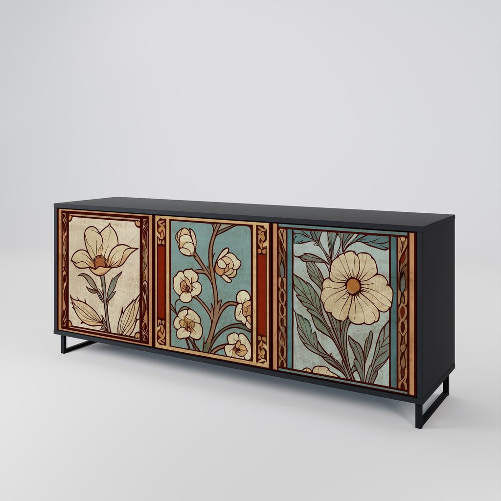 TIMELESS FLORA 3-Door Sideboard in Black Finish