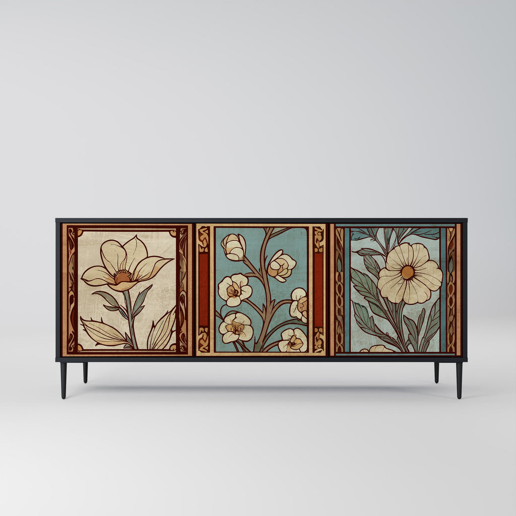 TIMELESS FLORA 3-Door Sideboard in Black Finish