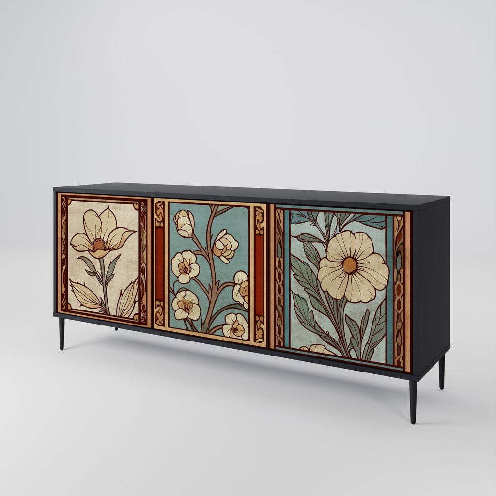 TIMELESS FLORA 3-Door Sideboard in Black Finish