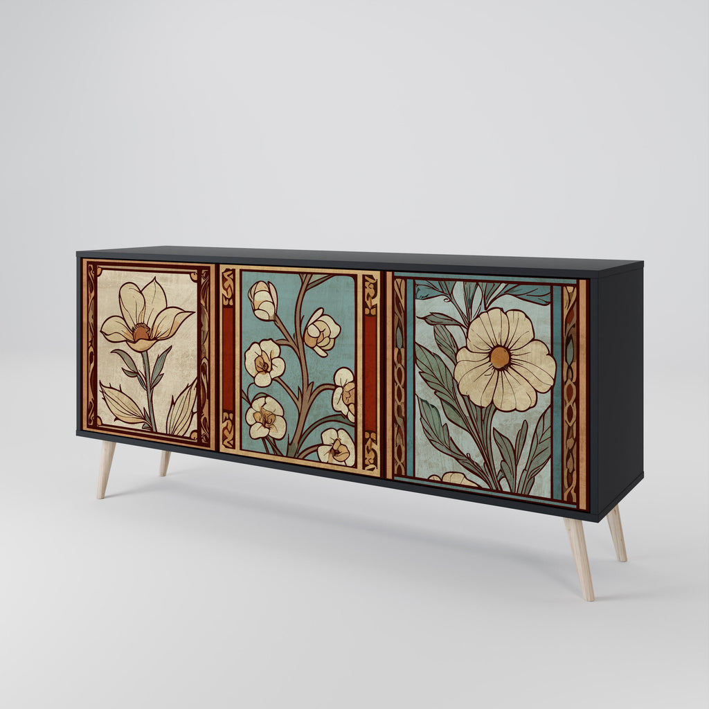TIMELESS FLORA 3-Door Sideboard in Black Finish