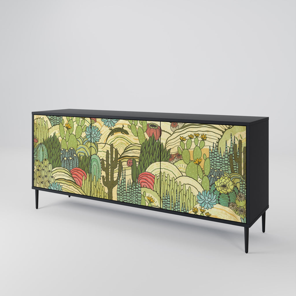 SUCCULENTS KALEIDOSCOPE 3-Door Sideboard in Black Finish