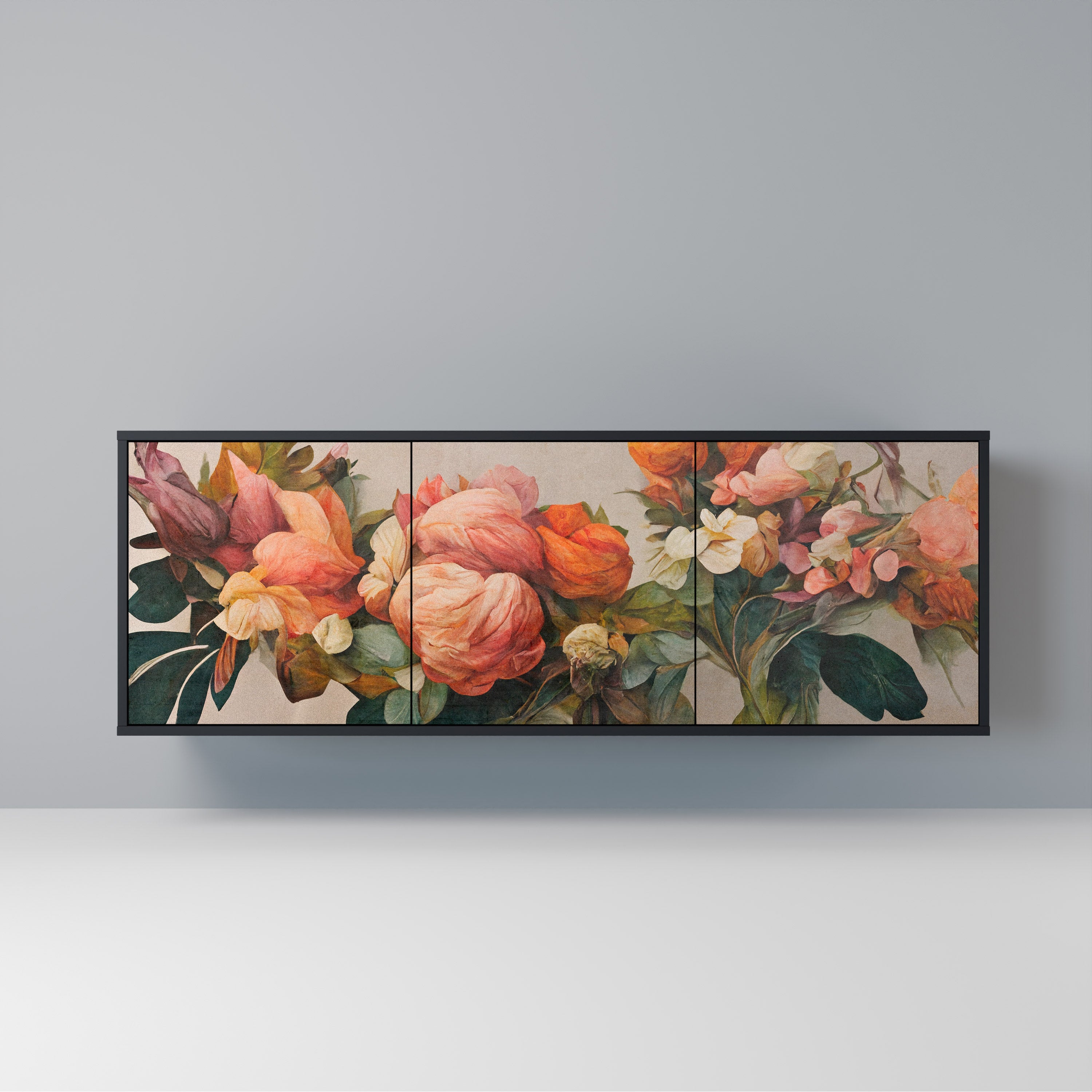 STYLISH BEAUTY 3-Door Sideboard in Black Finish