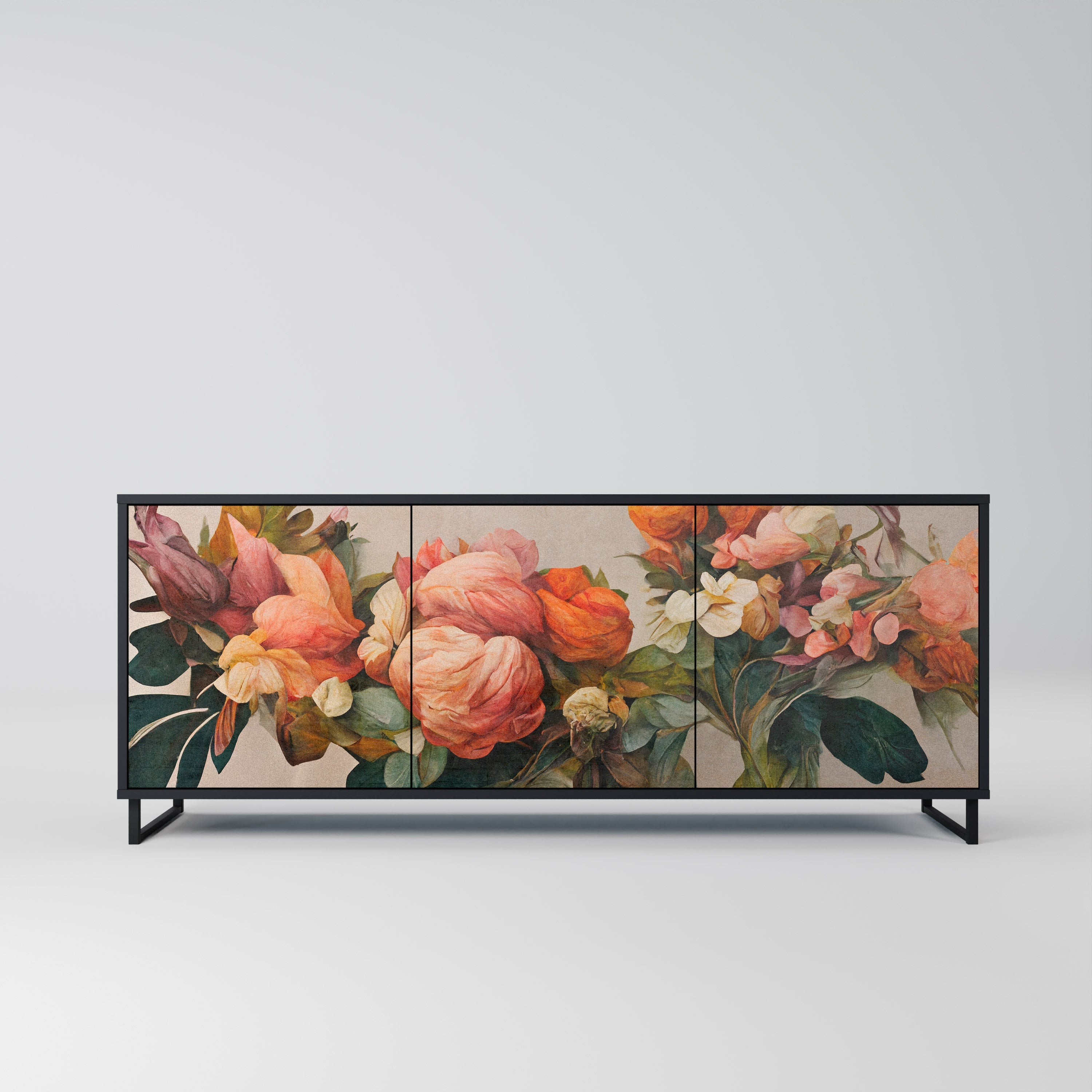 STYLISH BEAUTY 3-Door Sideboard in Black Finish