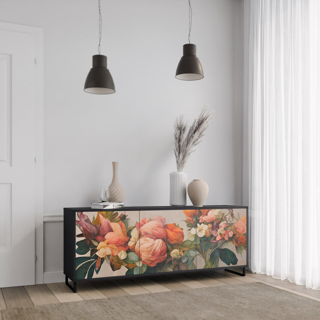 STYLISH BEAUTY 3-Door Sideboard in Black Finish