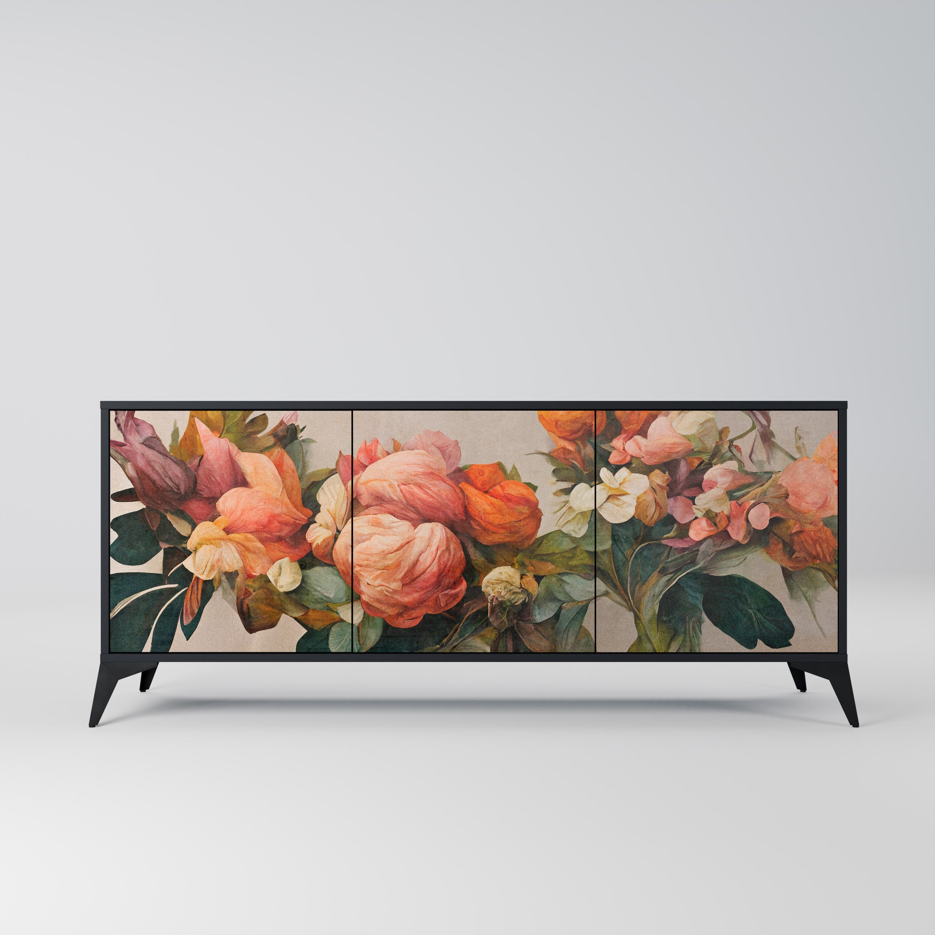 STYLISH BEAUTY 3-Door Sideboard in Black Finish