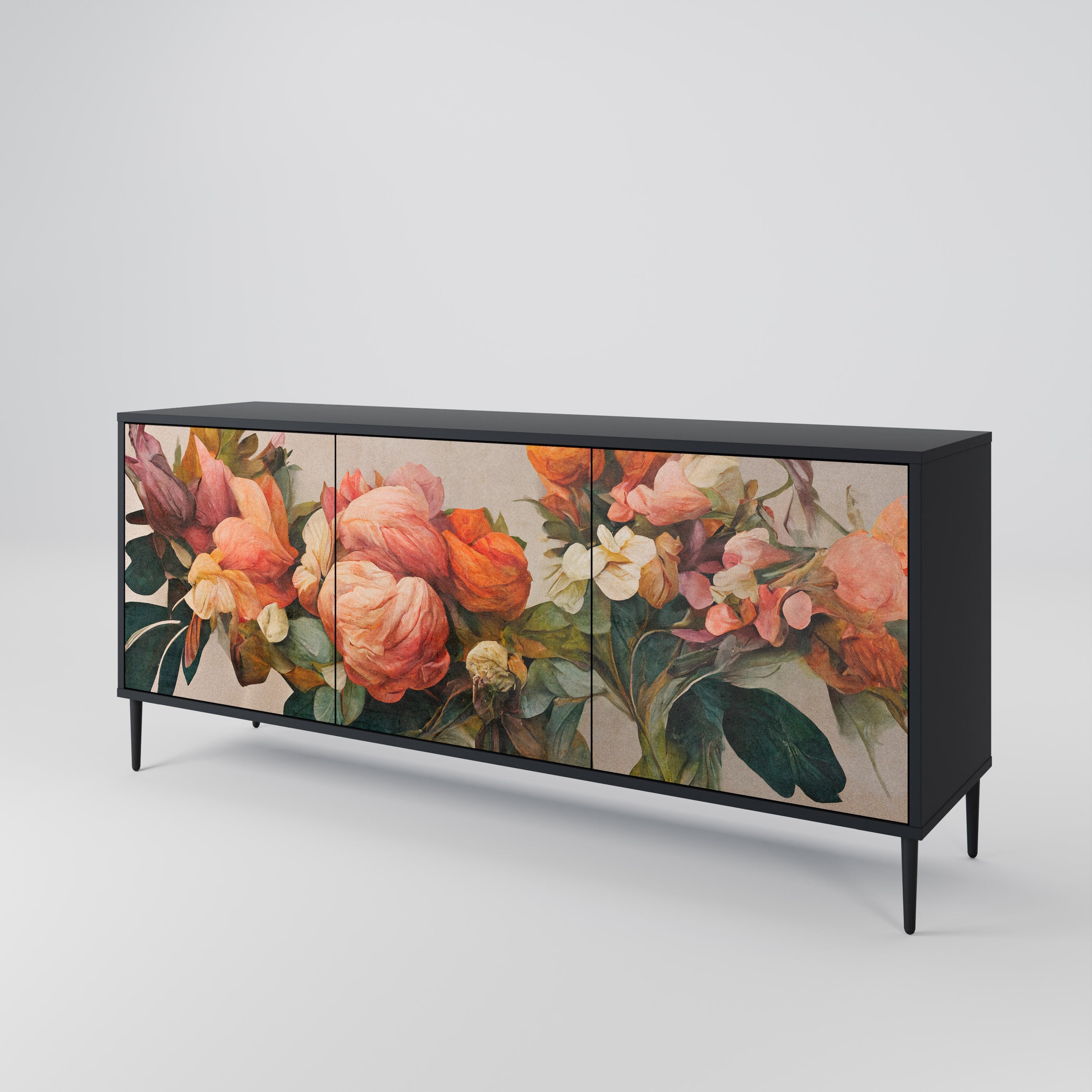 STYLISH BEAUTY 3-Door Sideboard in Black Finish