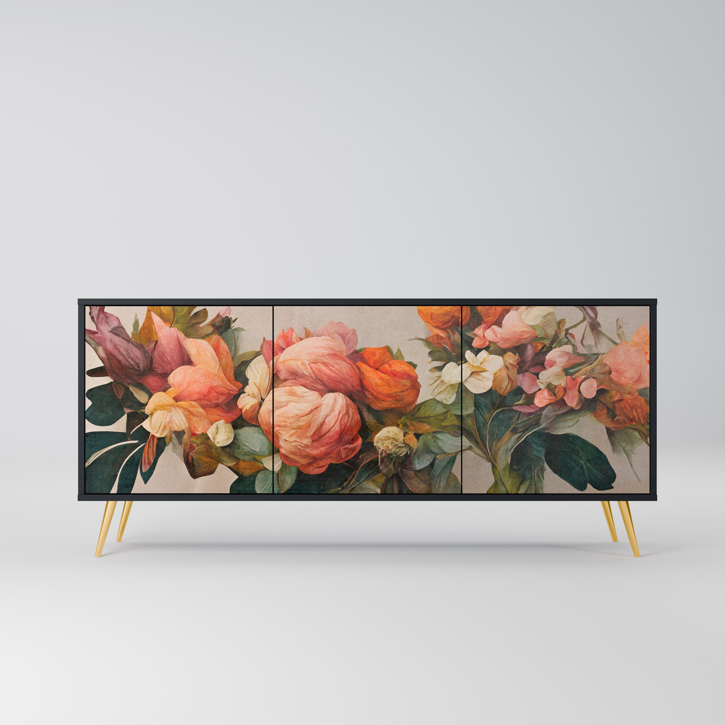 STYLISH BEAUTY 3-Door Sideboard in Black Finish