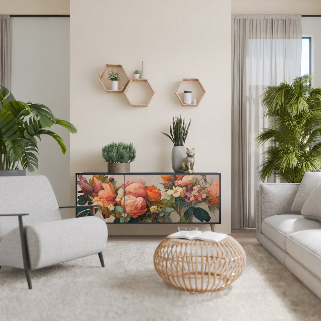 STYLISH BEAUTY 3-Door Sideboard in Black Finish