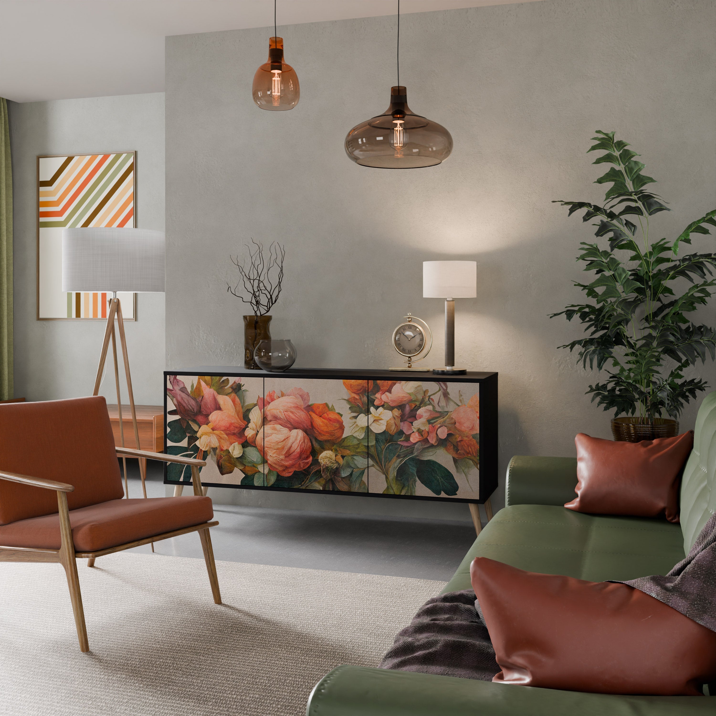 STYLISH BEAUTY 3-Door Sideboard in Black Finish