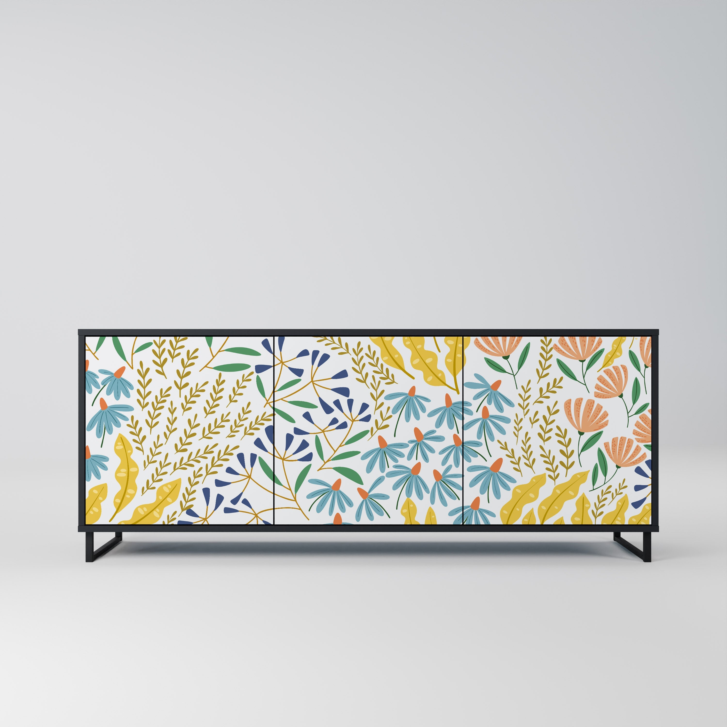 HELLO SPRING 3-Door Sideboard in Black Finish