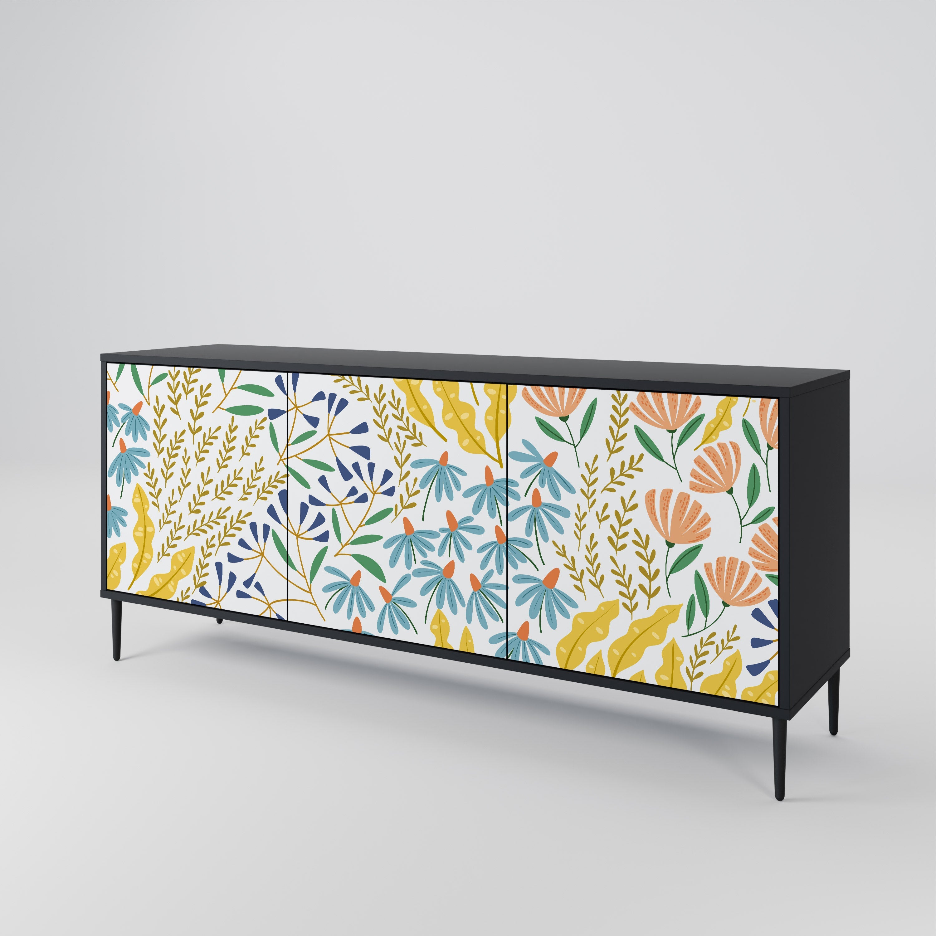 HELLO SPRING 3-Door Sideboard in Black Finish
