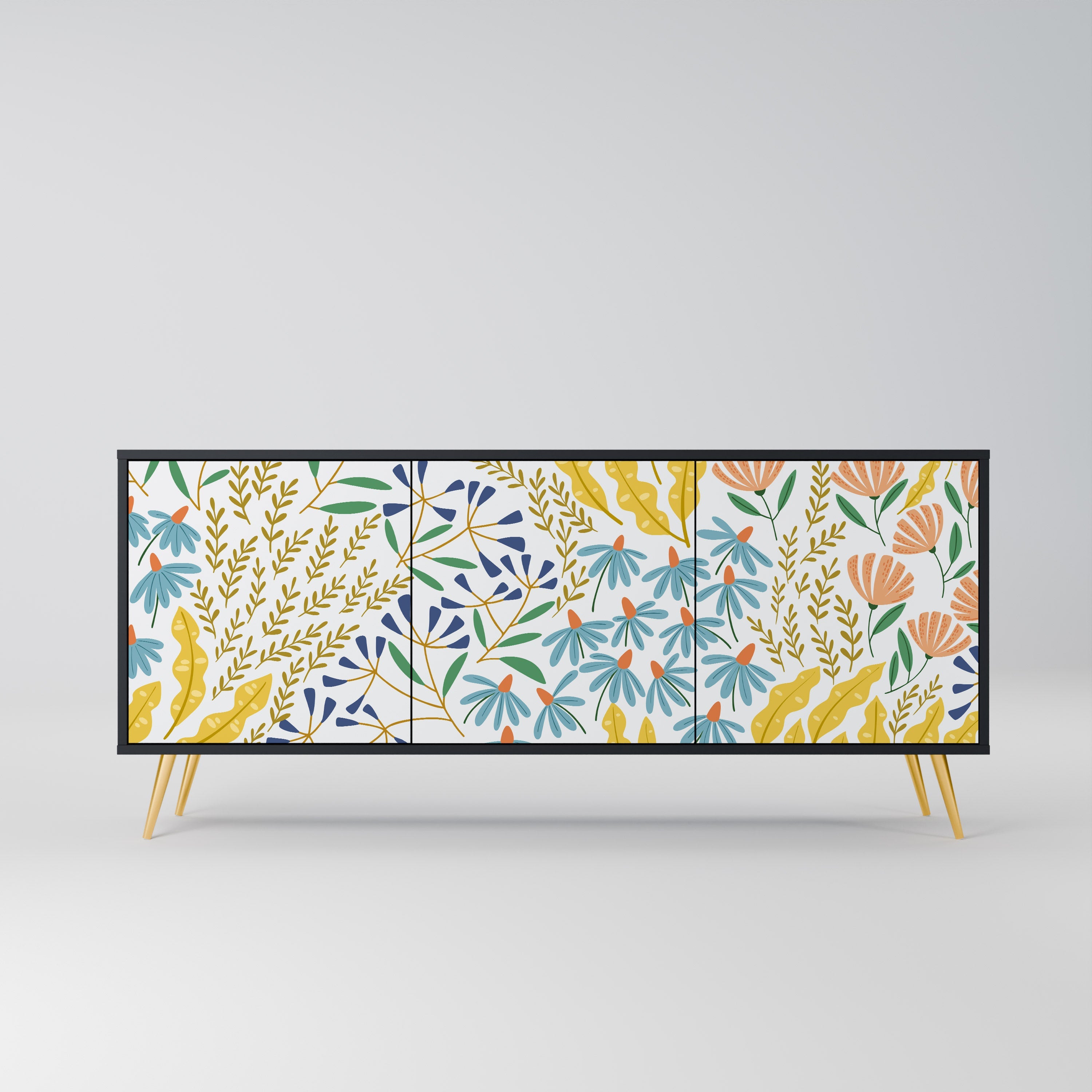 HELLO SPRING 3-Door Sideboard in Black Finish