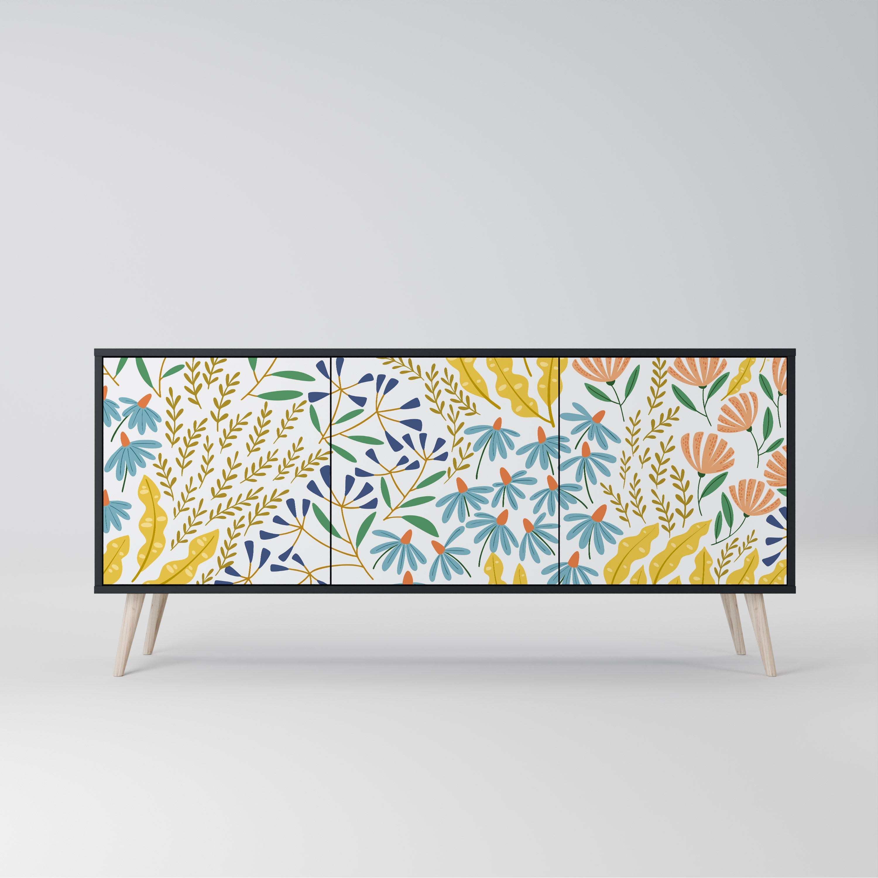 HELLO SPRING 3-Door Sideboard in Black Finish