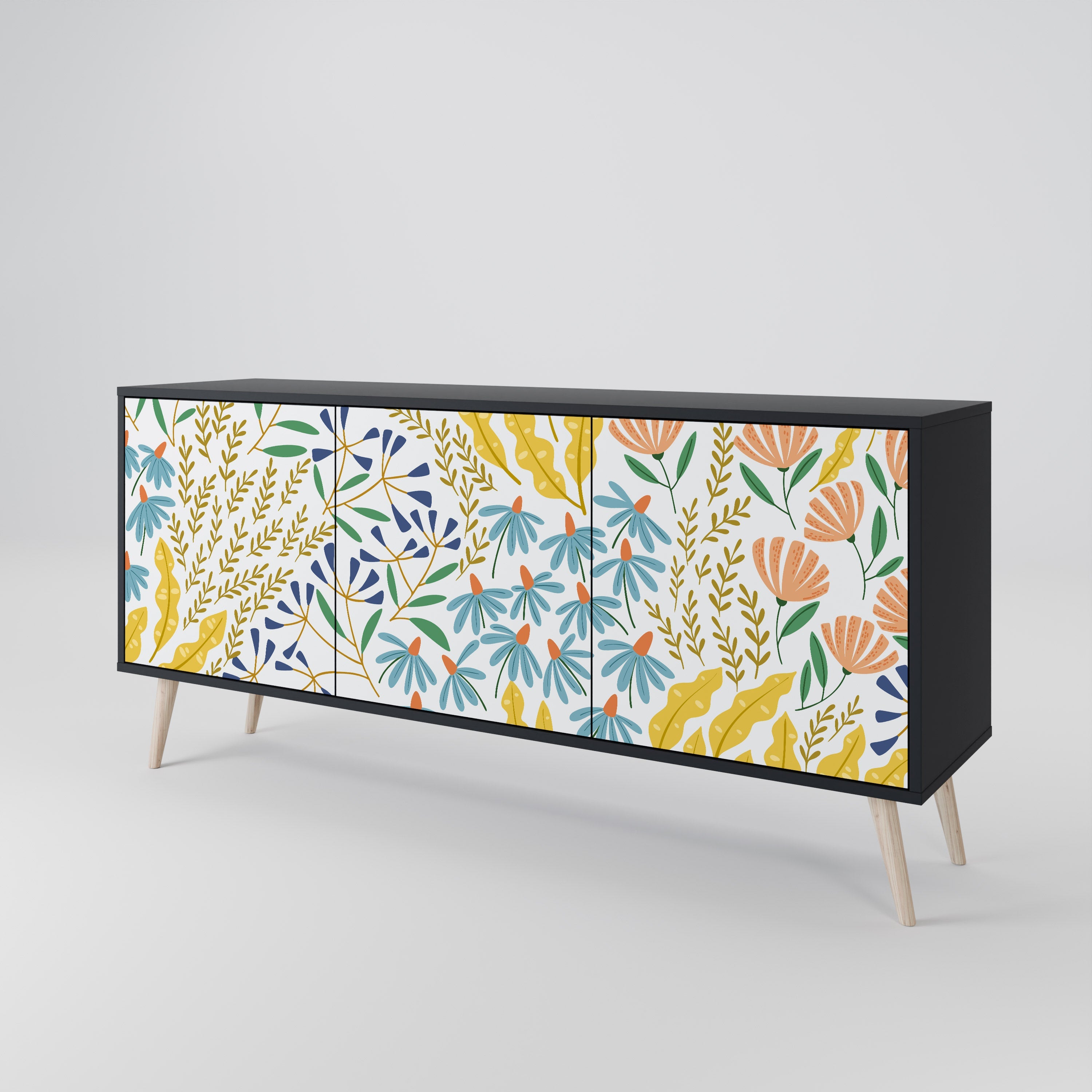 HELLO SPRING 3-Door Sideboard in Black Finish