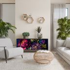 BLOOMING ELEGANCE 3-Door Sideboard in Black Finish