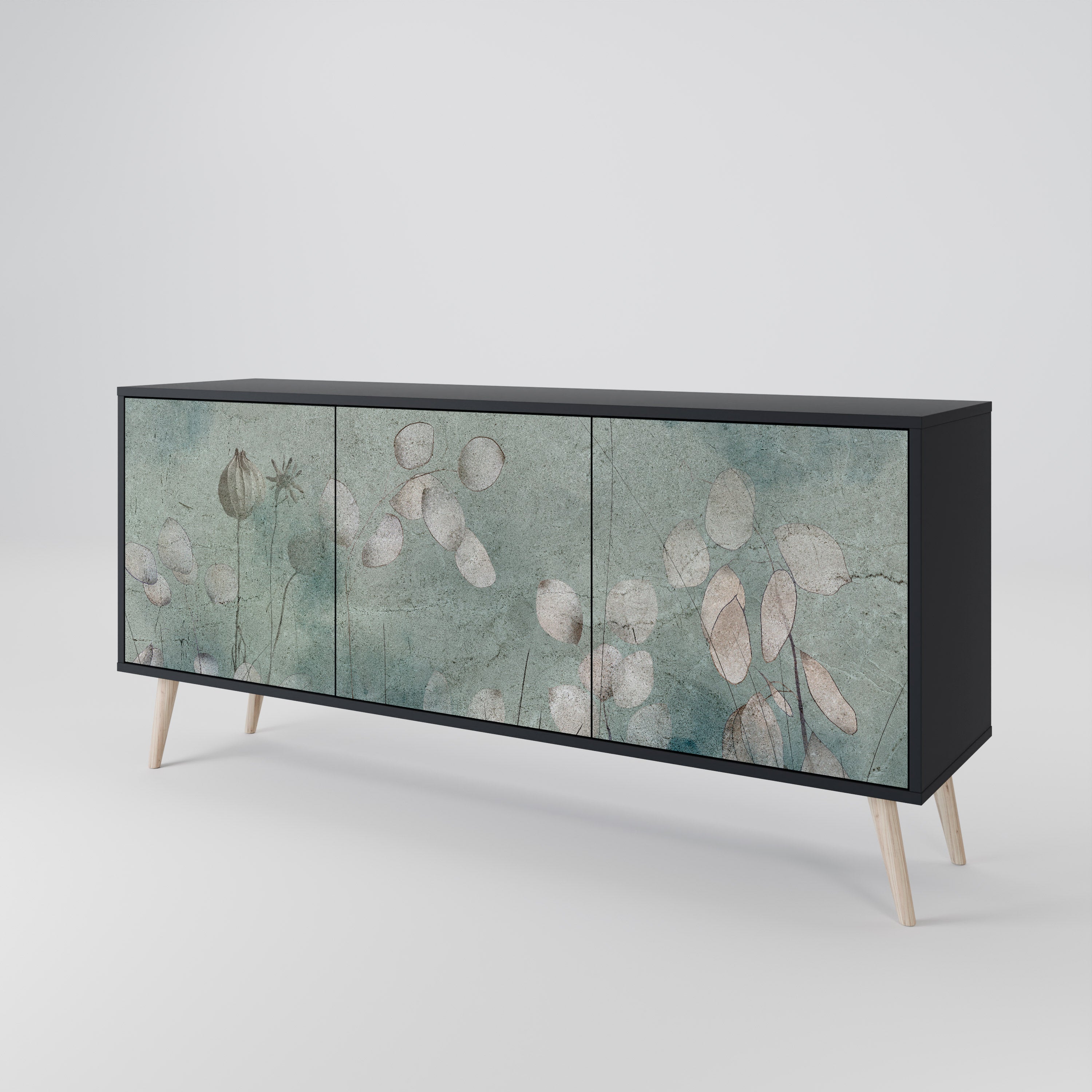 NIGHT LADY 3-Door Sideboard in Black Finish