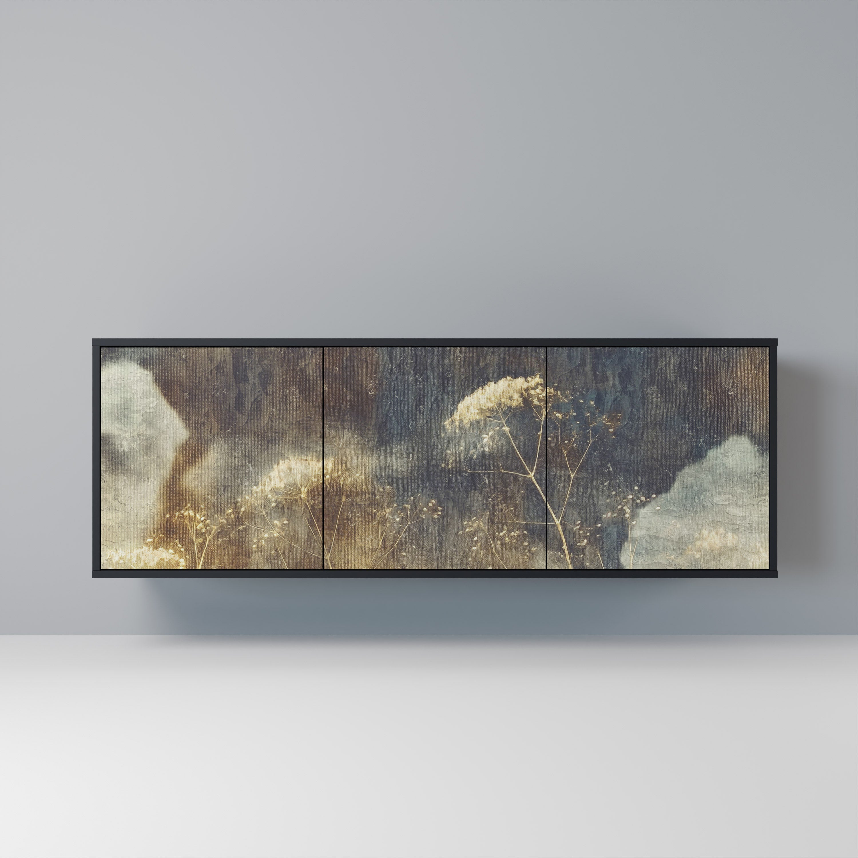 GENTLE POWER 3-Door Sideboard in Black Finish