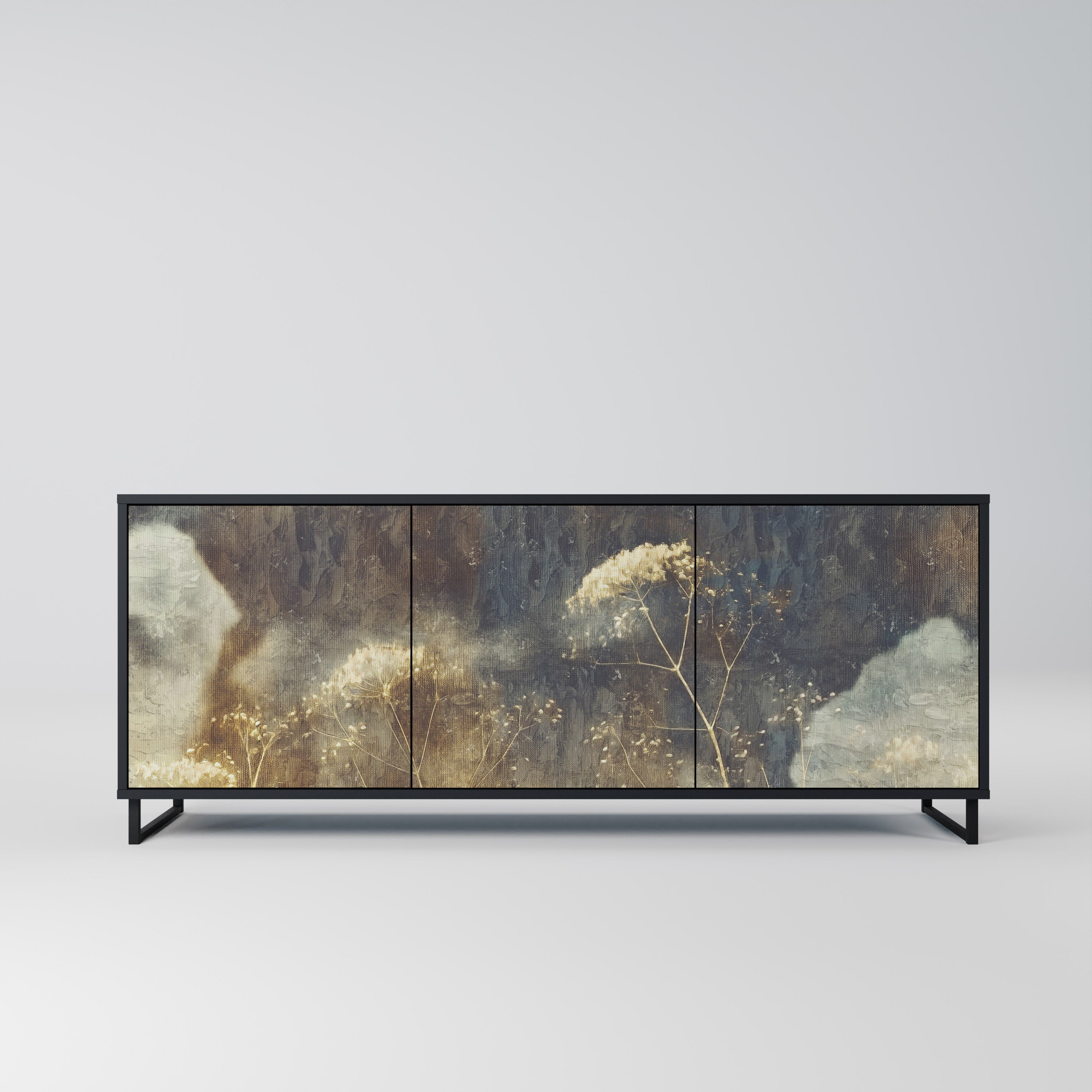 GENTLE POWER 3-Door Sideboard in Black Finish