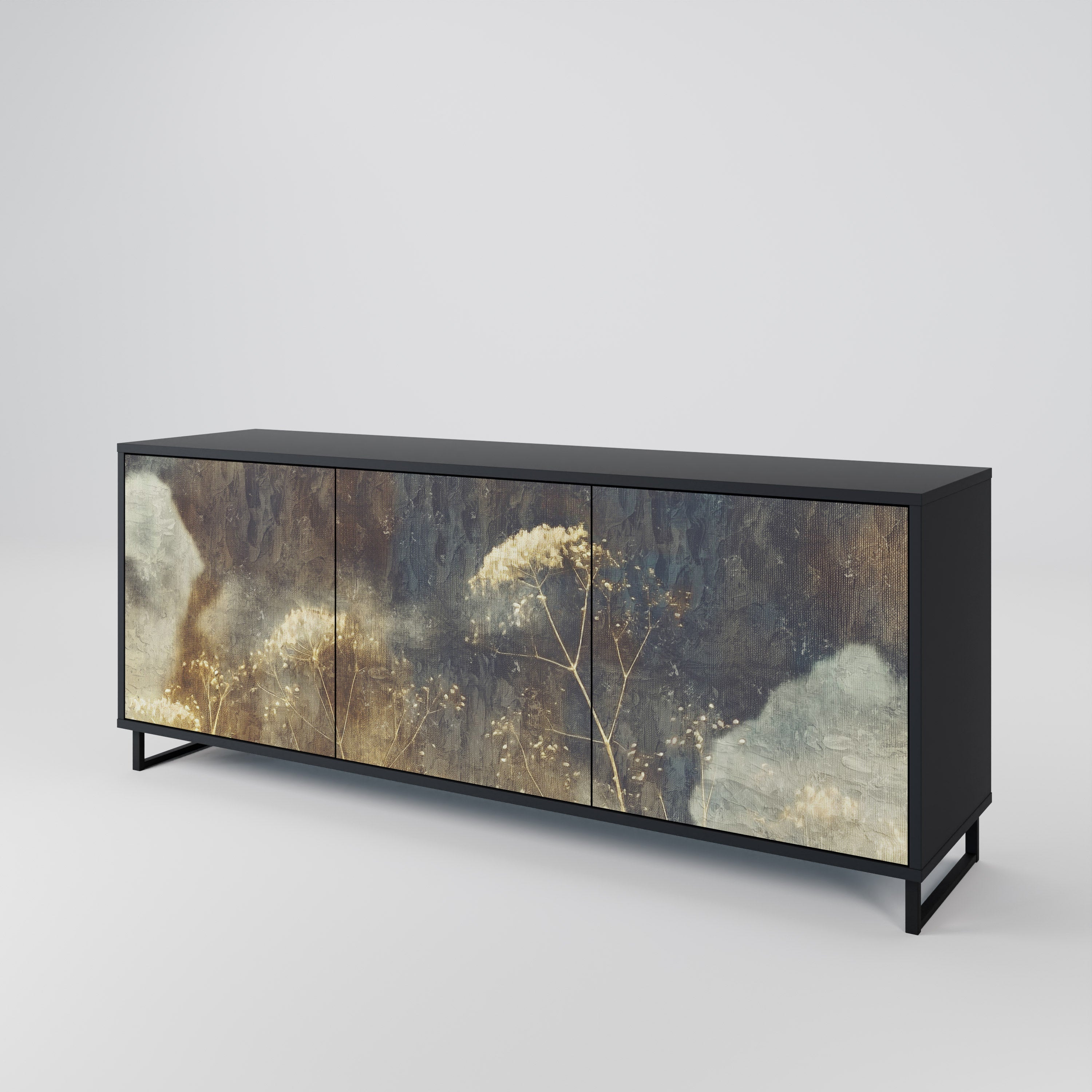 GENTLE POWER 3-Door Sideboard in Black Finish