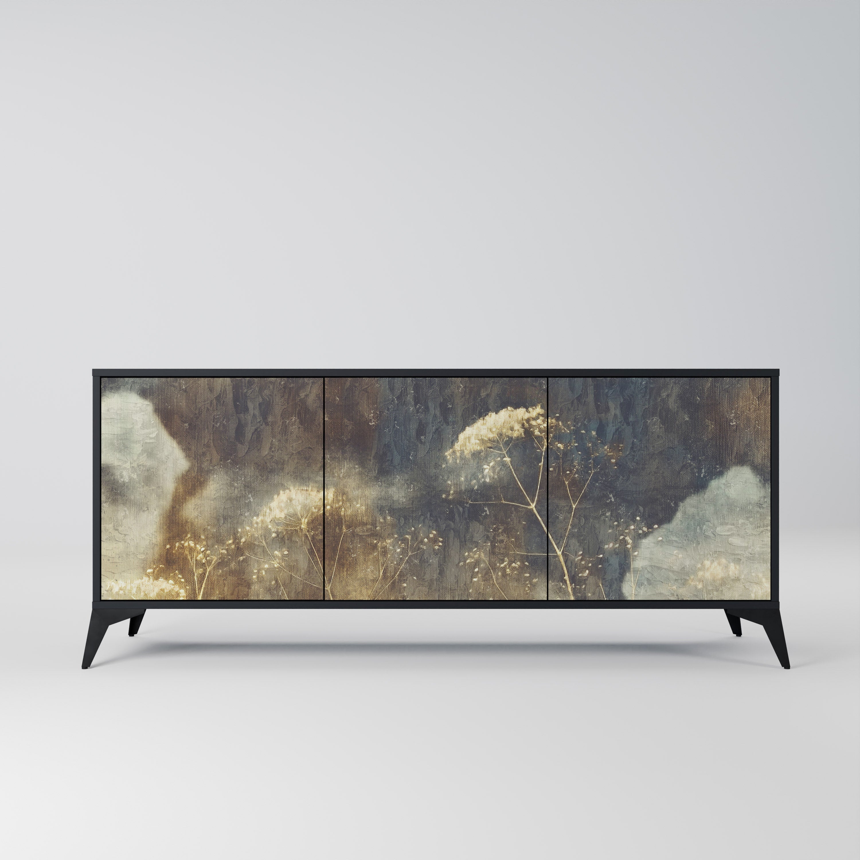 GENTLE POWER 3-Door Sideboard in Black Finish