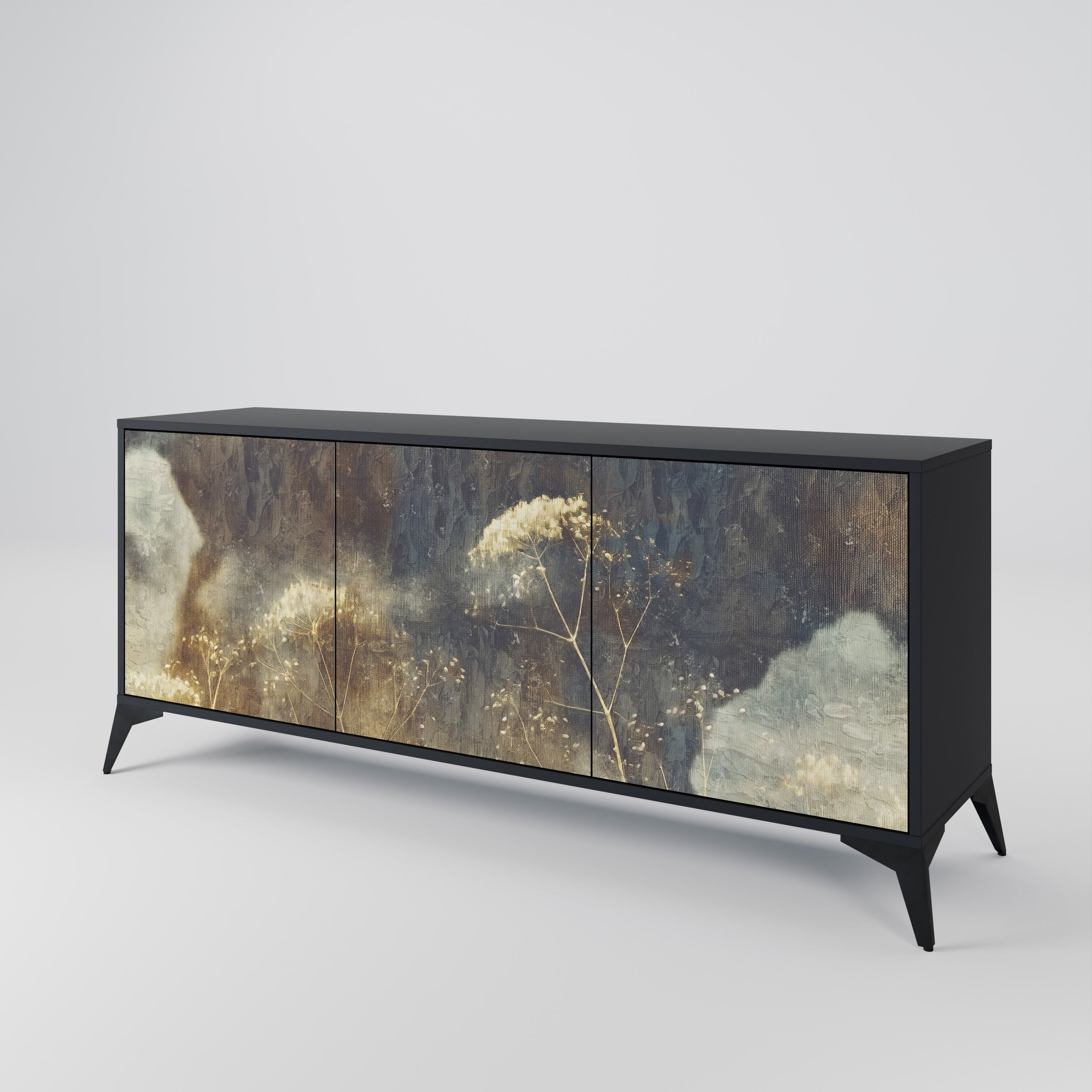 GENTLE POWER 3-Door Sideboard in Black Finish