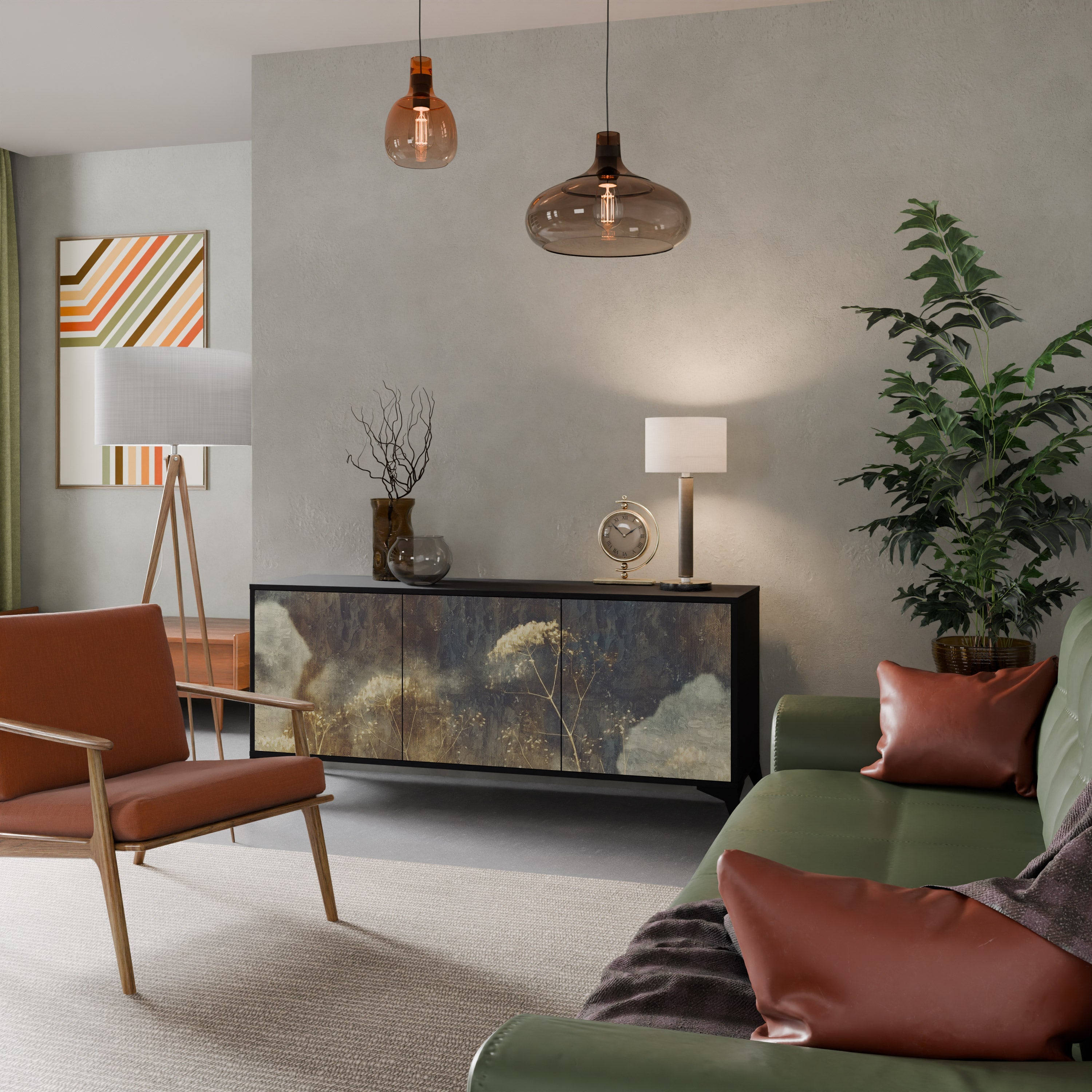 GENTLE POWER 3-Door Sideboard in Black Finish