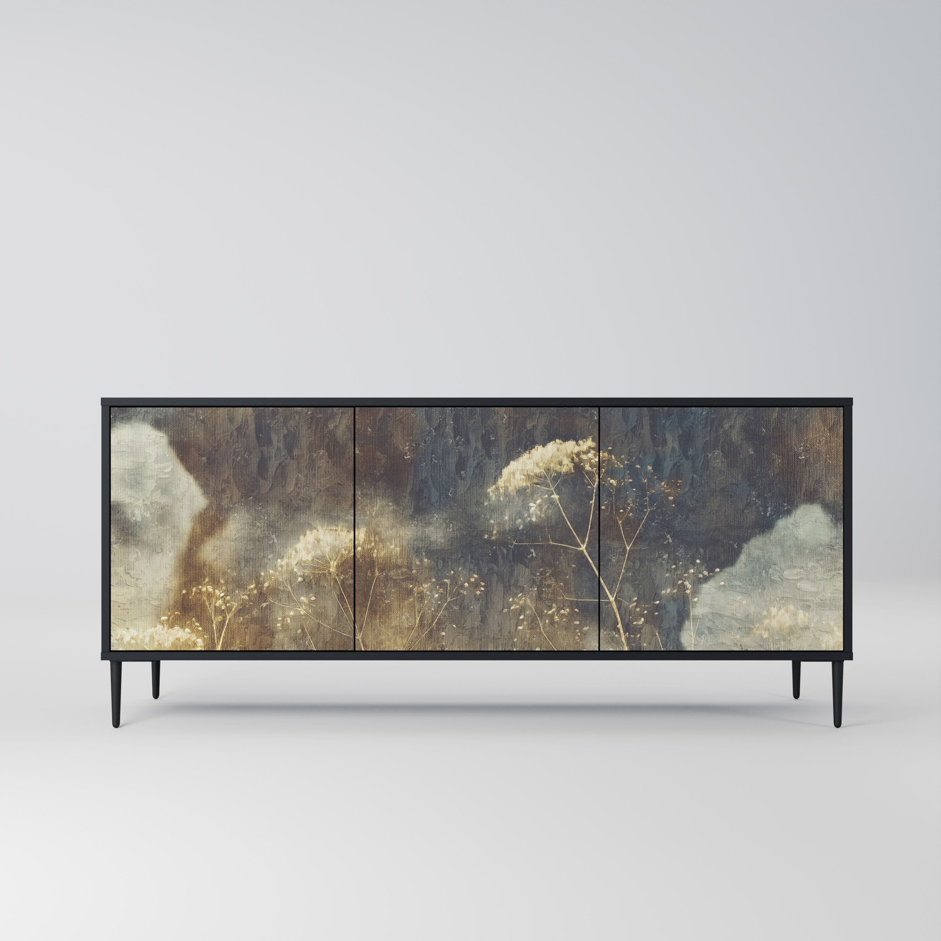 GENTLE POWER 3-Door Sideboard in Black Finish