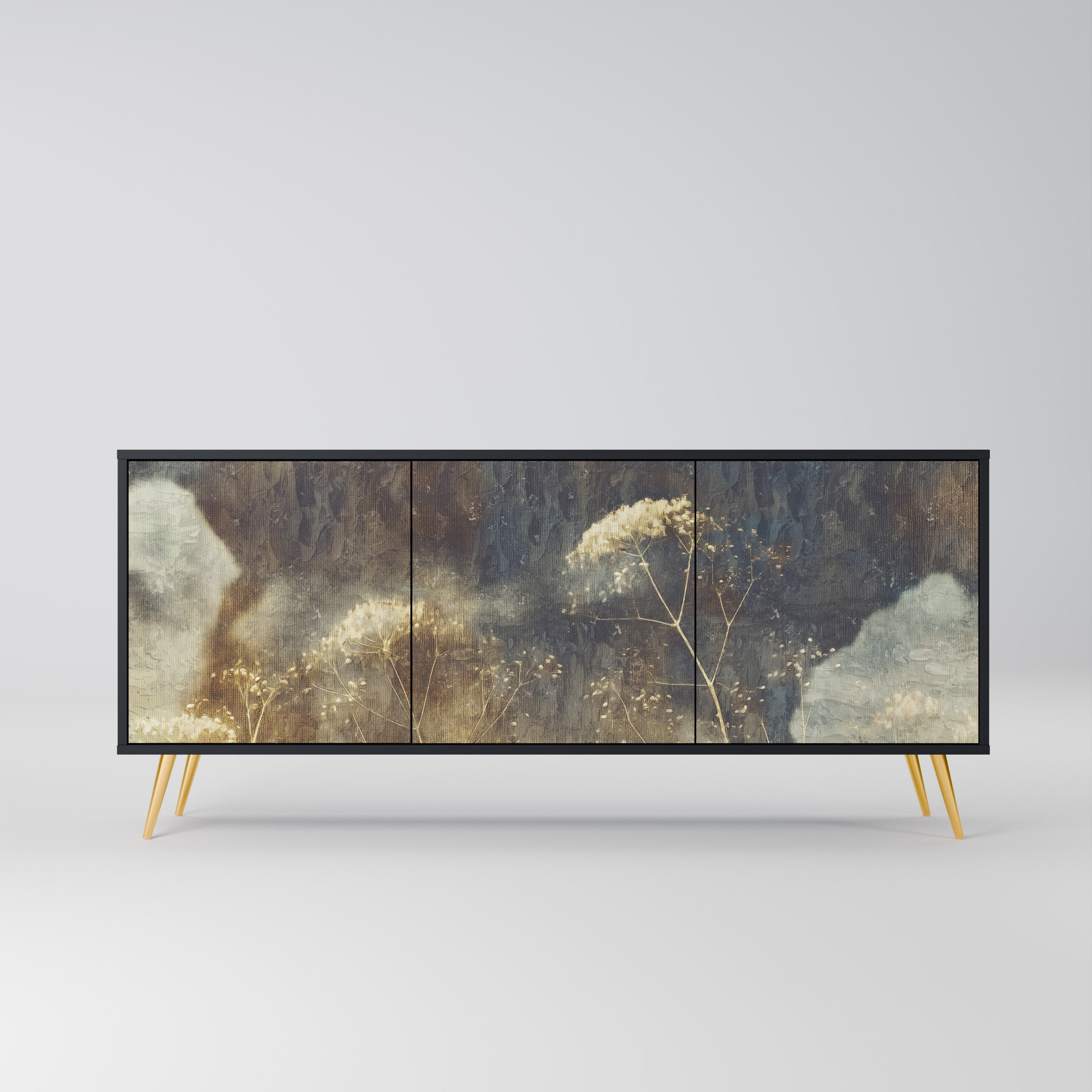 GENTLE POWER 3-Door Sideboard in Black Finish