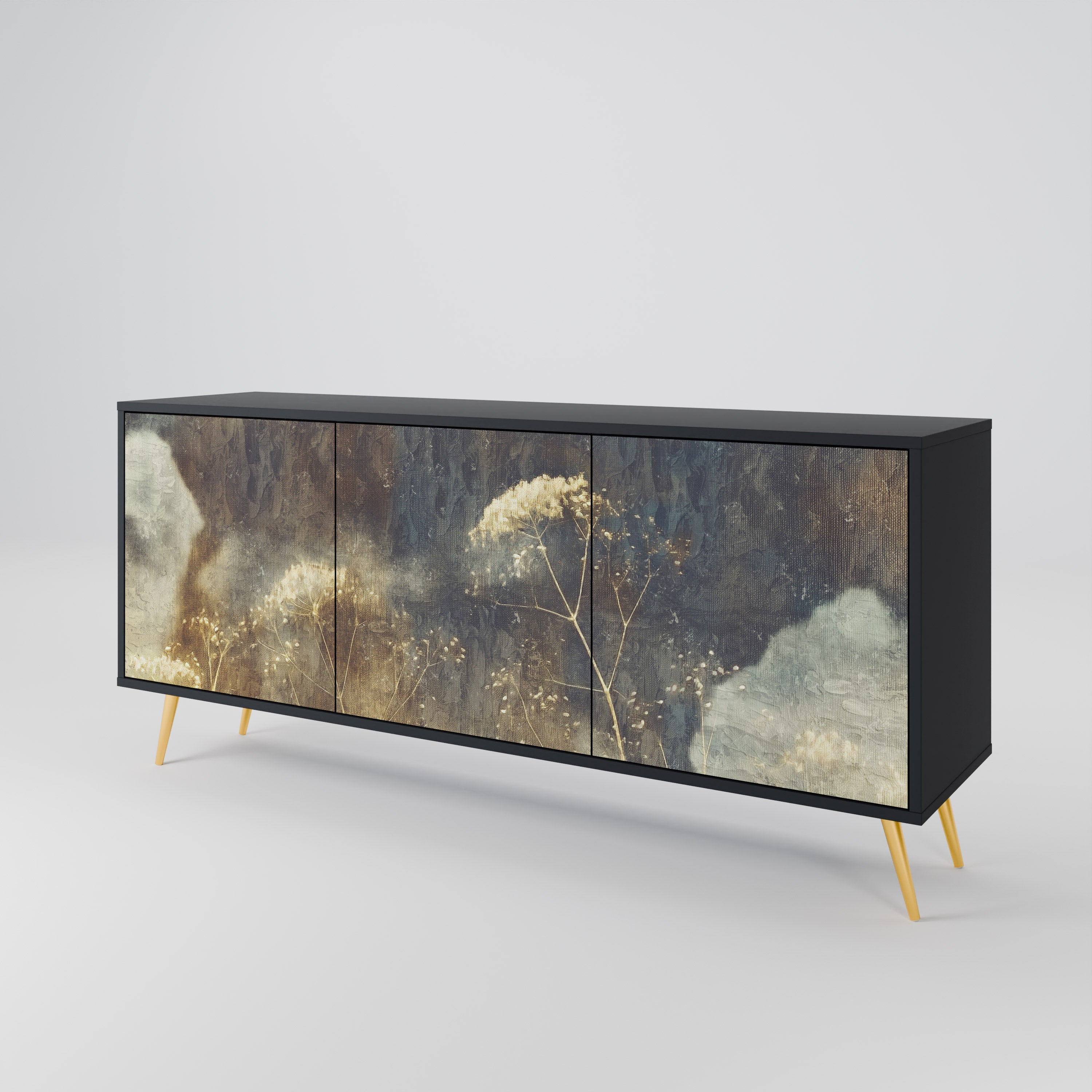 GENTLE POWER 3-Door Sideboard in Black Finish