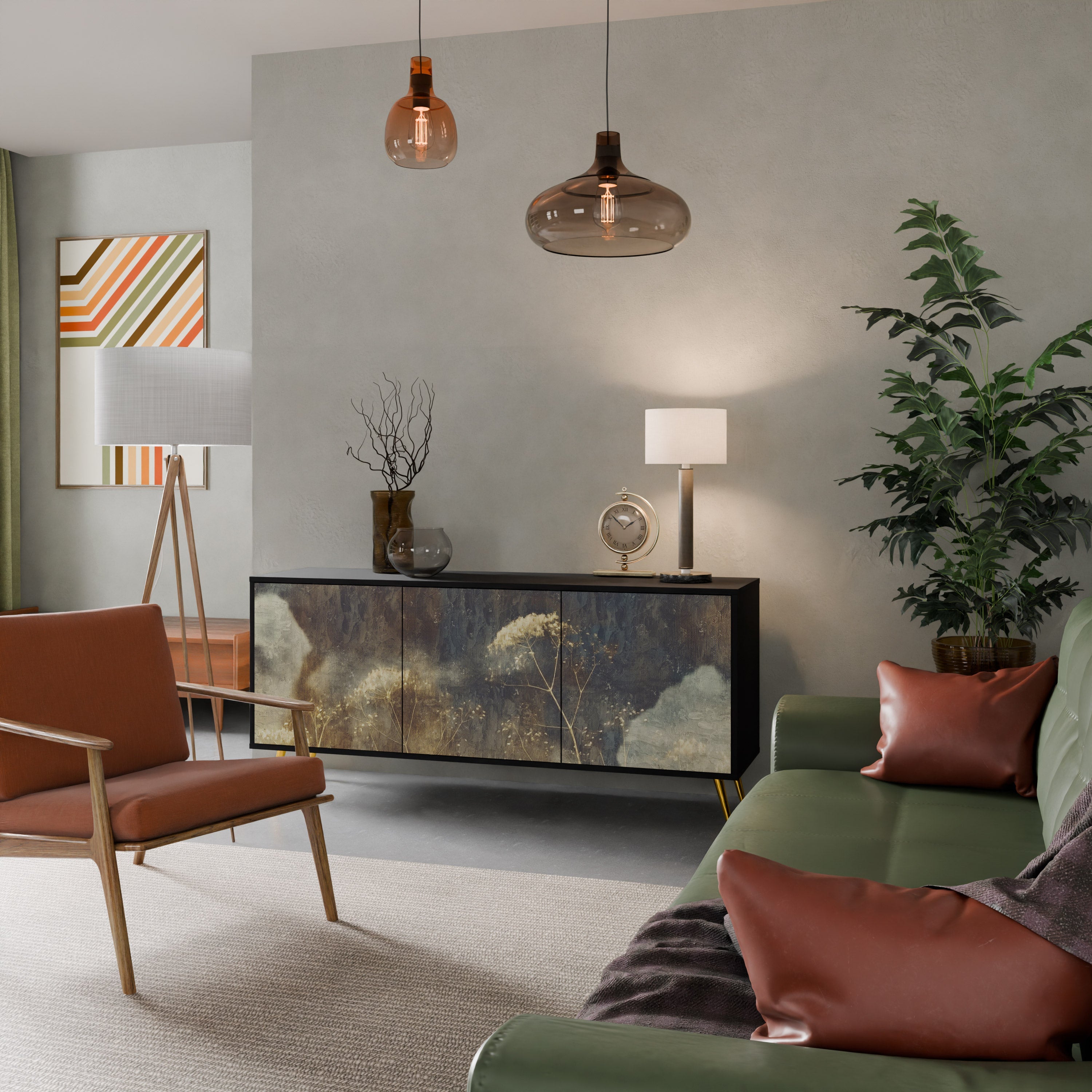 GENTLE POWER 3-Door Sideboard in Black Finish