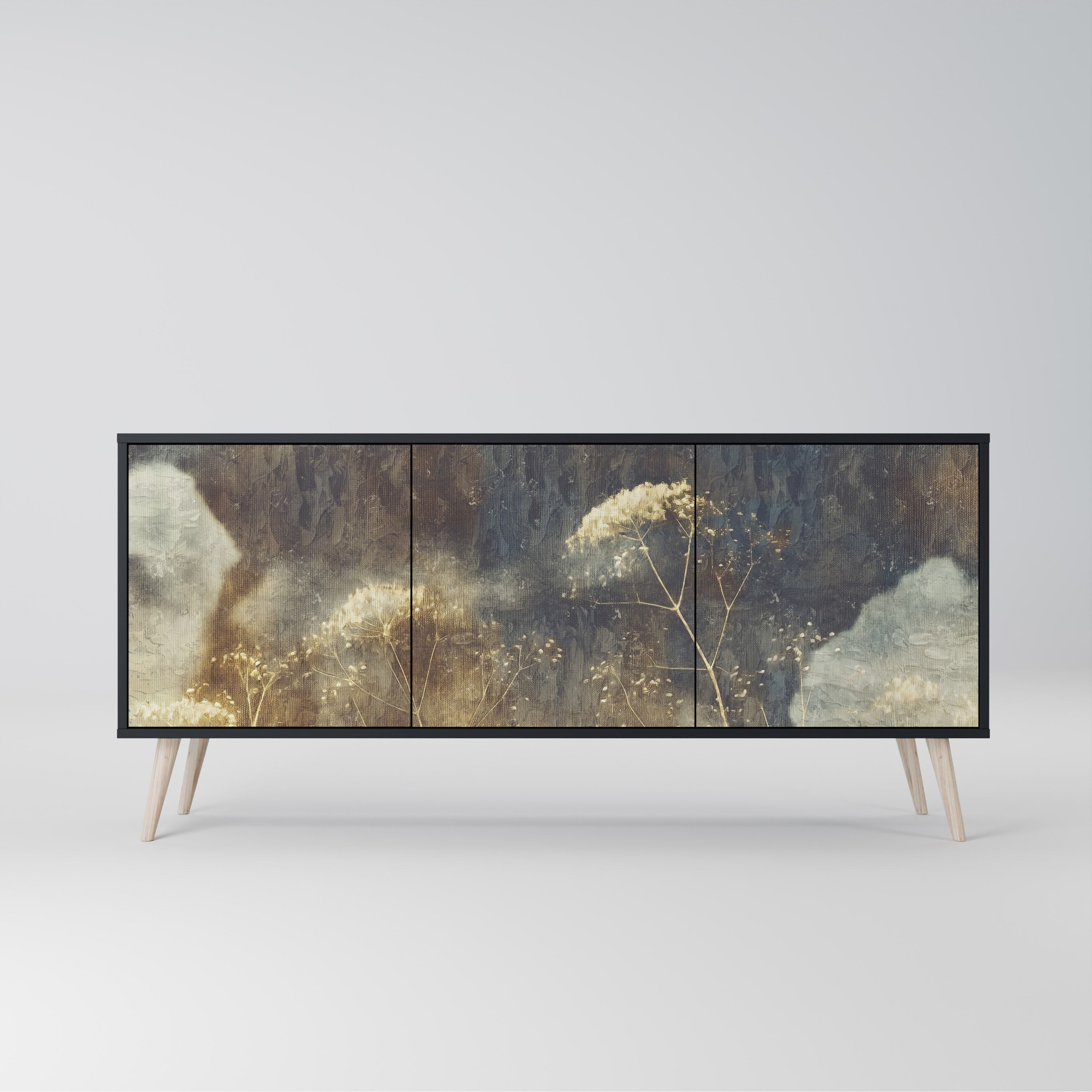 GENTLE POWER 3-Door Sideboard in Black Finish