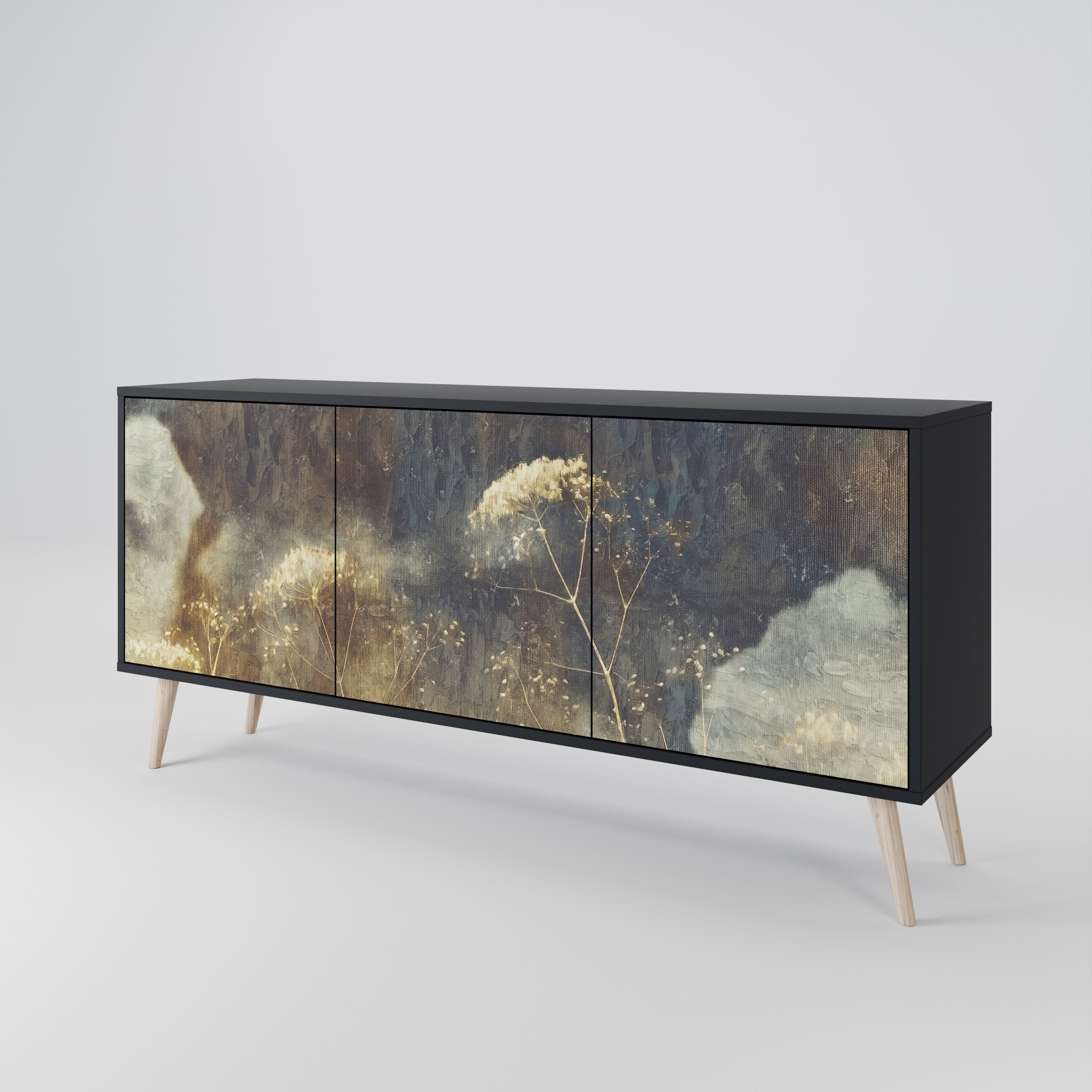 GENTLE POWER 3-Door Sideboard in Black Finish