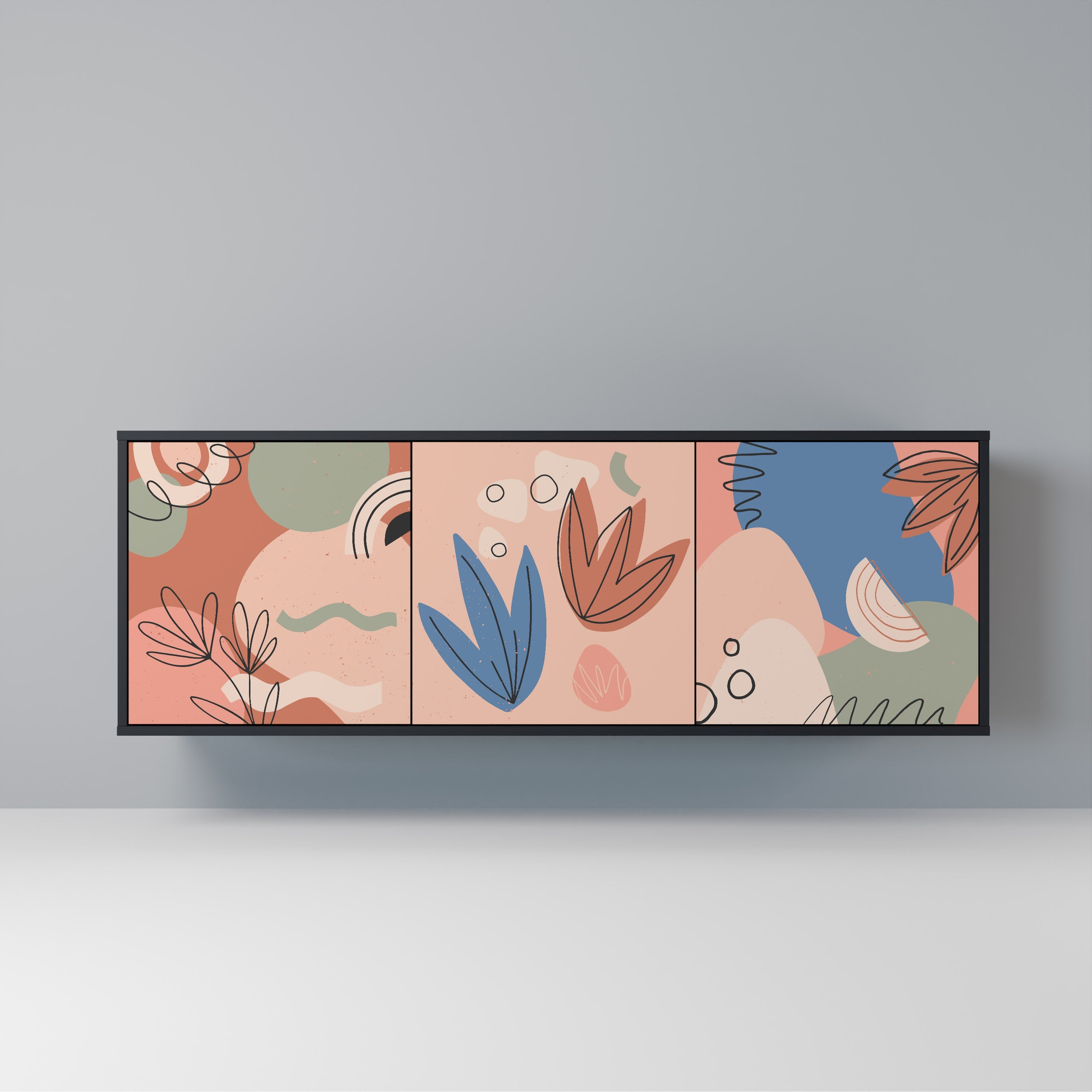 PASTEL DESTINY 3-Door Sideboard in Black Finish