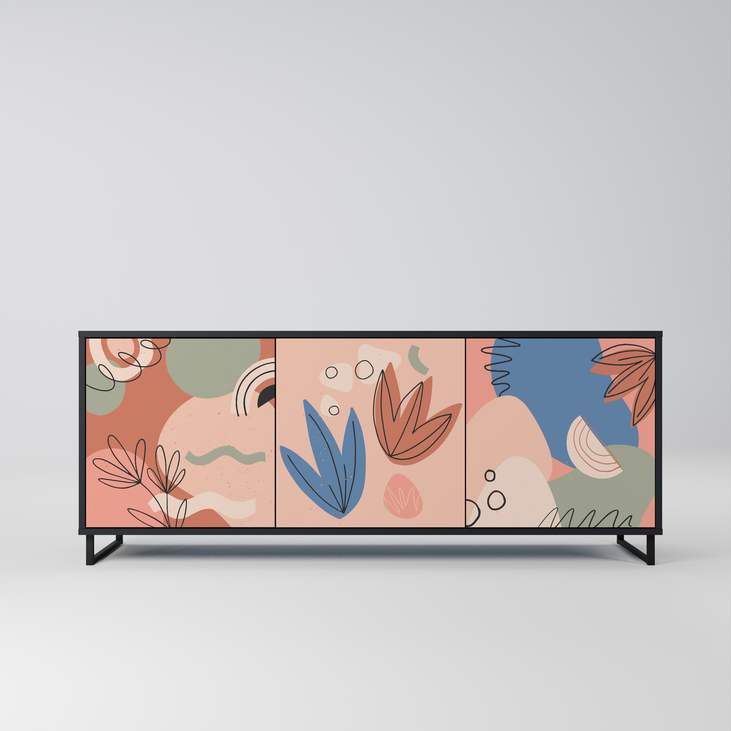 PASTEL DESTINY 3-Door Sideboard in Black Finish